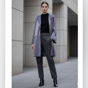 Vintage Carol Cohen Lavender Hooded Swing Jacket S Rayon Blend Quiet Luxury